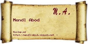 Mendl Abod névjegykártya